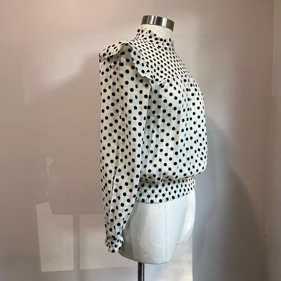 Blu Pepper Spot Dotted Up Long Sleeve Blouse Size M - Picture 3 of 9